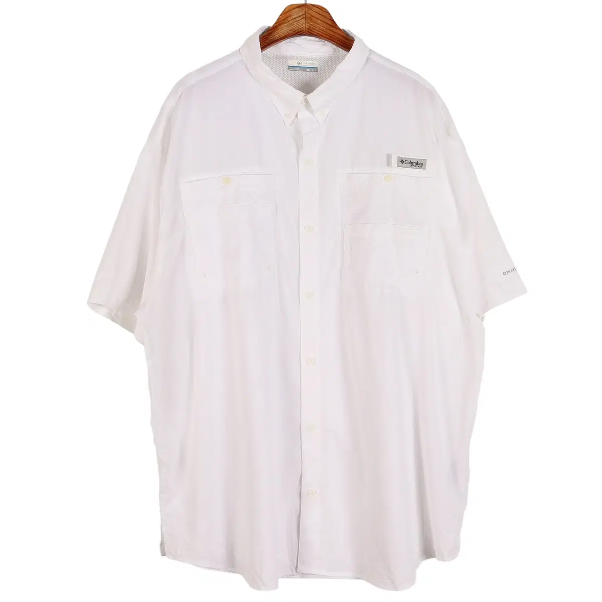 COLUMBIA White PFG Fishing Short Sleeve Shirt