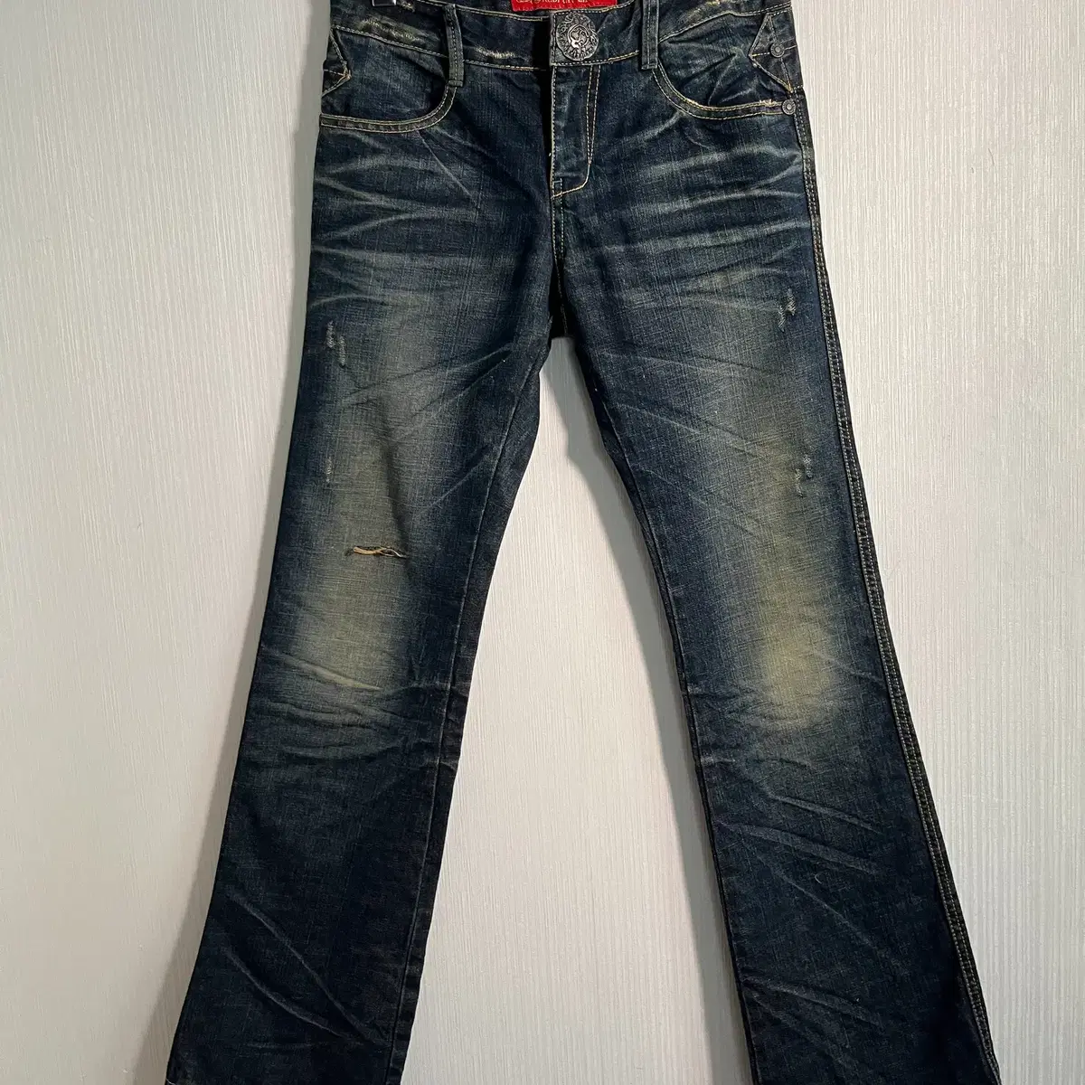 Red pepper washing denim pants