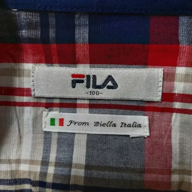 100)FILA 휠라 린넨 반팔 체크 남방셔츠