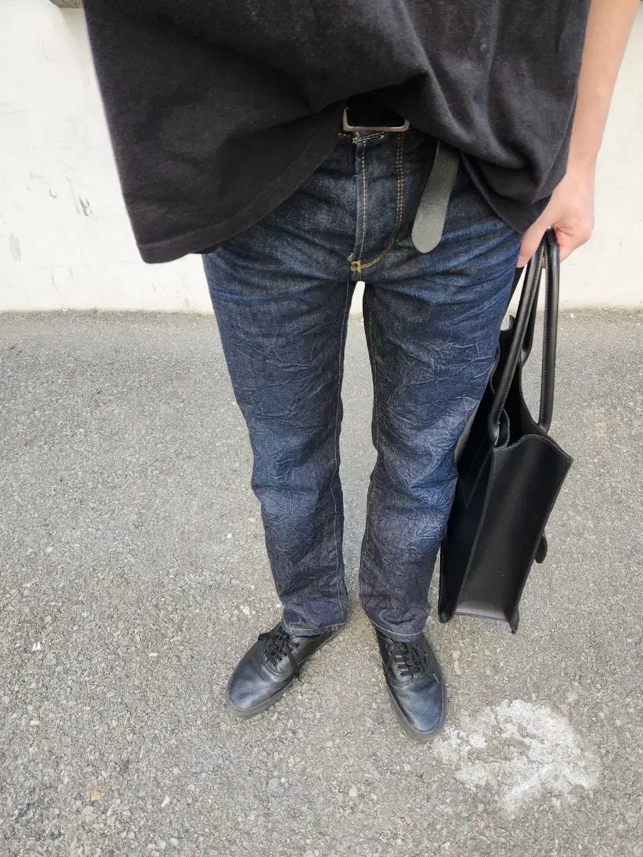 Selvedge Denim Pants with Acoustic One-Wash Finish