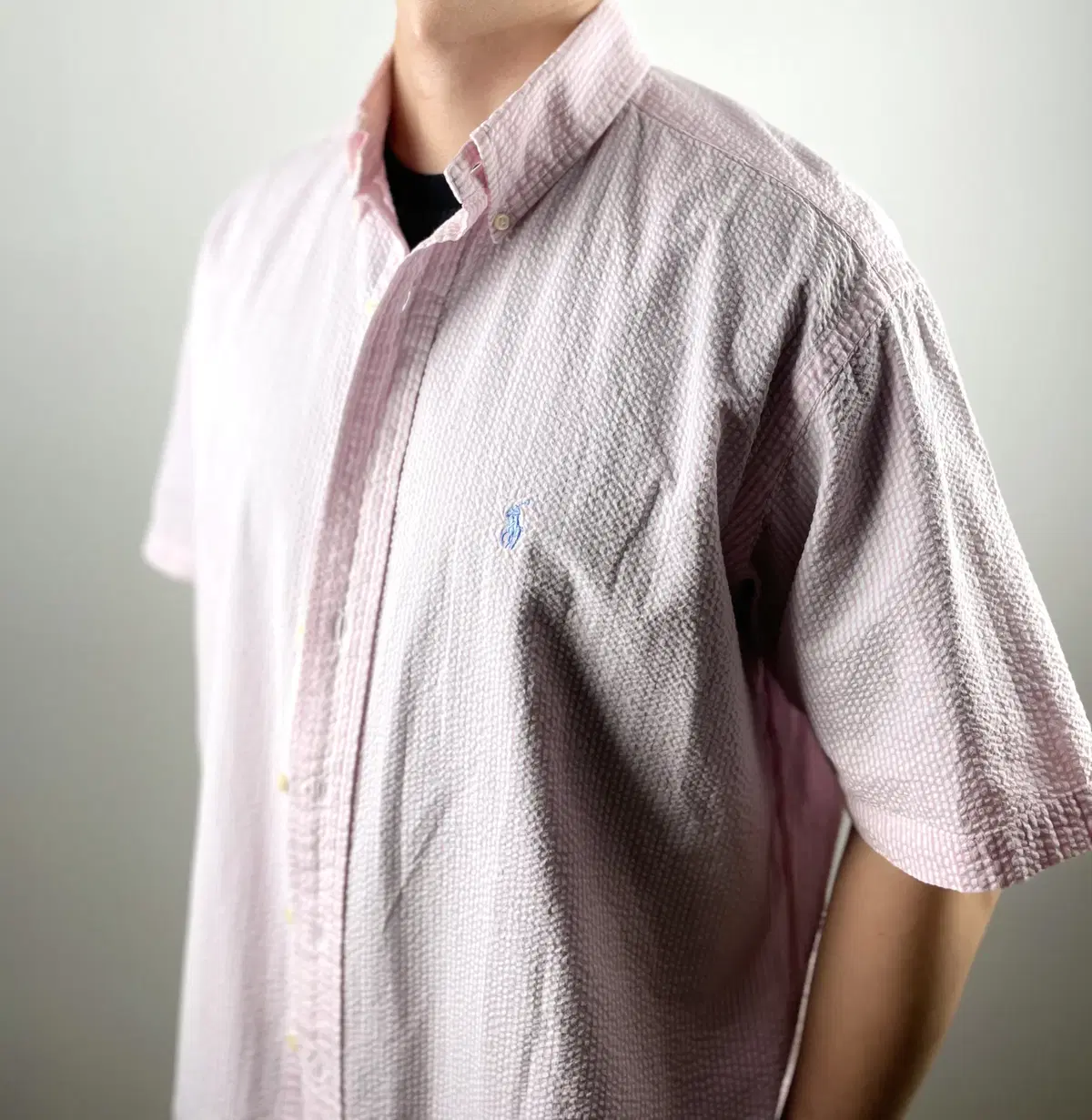 Polo Ralph Lauren Seersucker Pink Striped Short-Sleeved Shirt