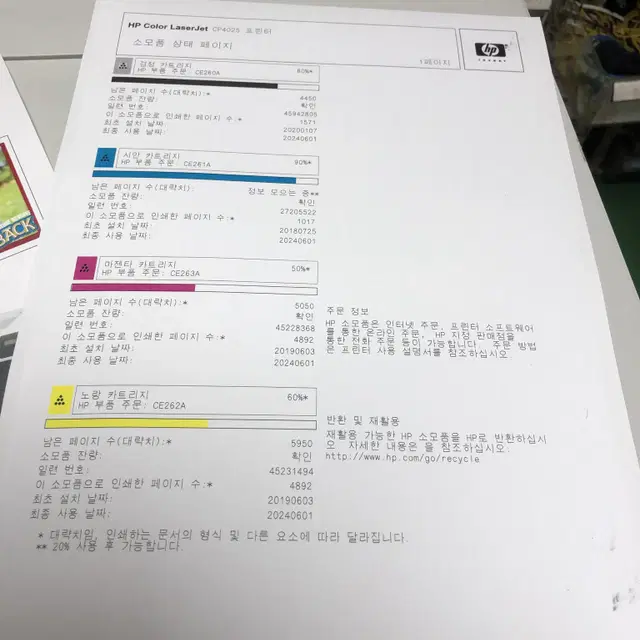 HP칼라레이져프린터CP4025팝니다