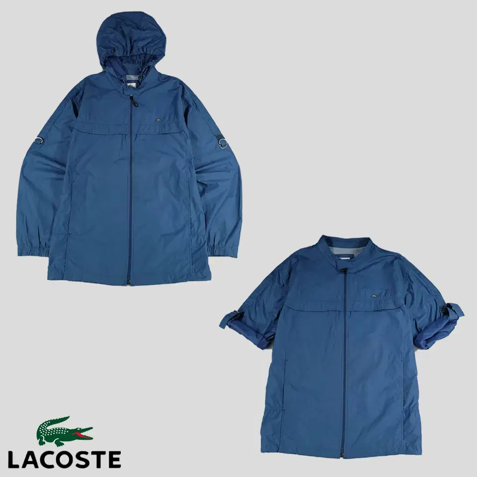 Lacoste Smoke bloo Steel logo two-way nylon-cotton blend windbreaker L