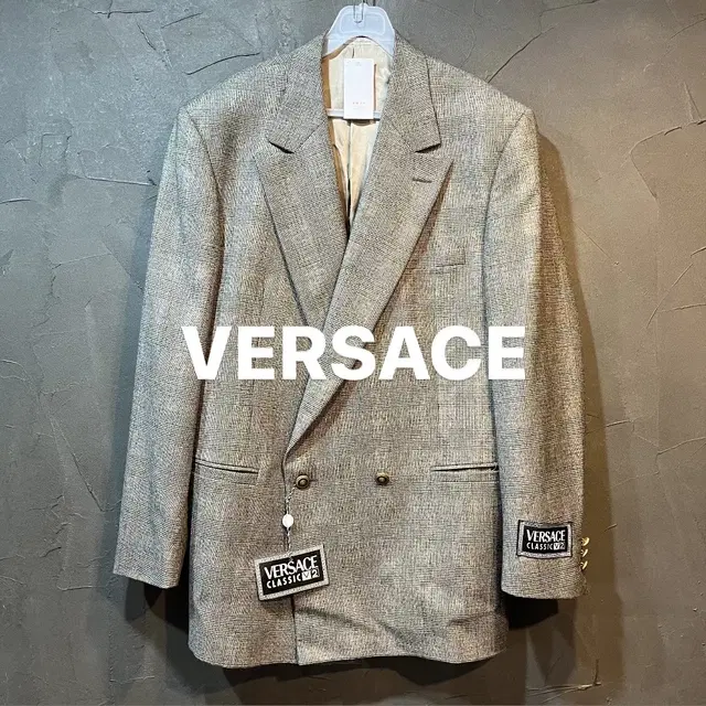 [L] VERSACE 베르사체 글렌체크 원버튼 더블 블레이져