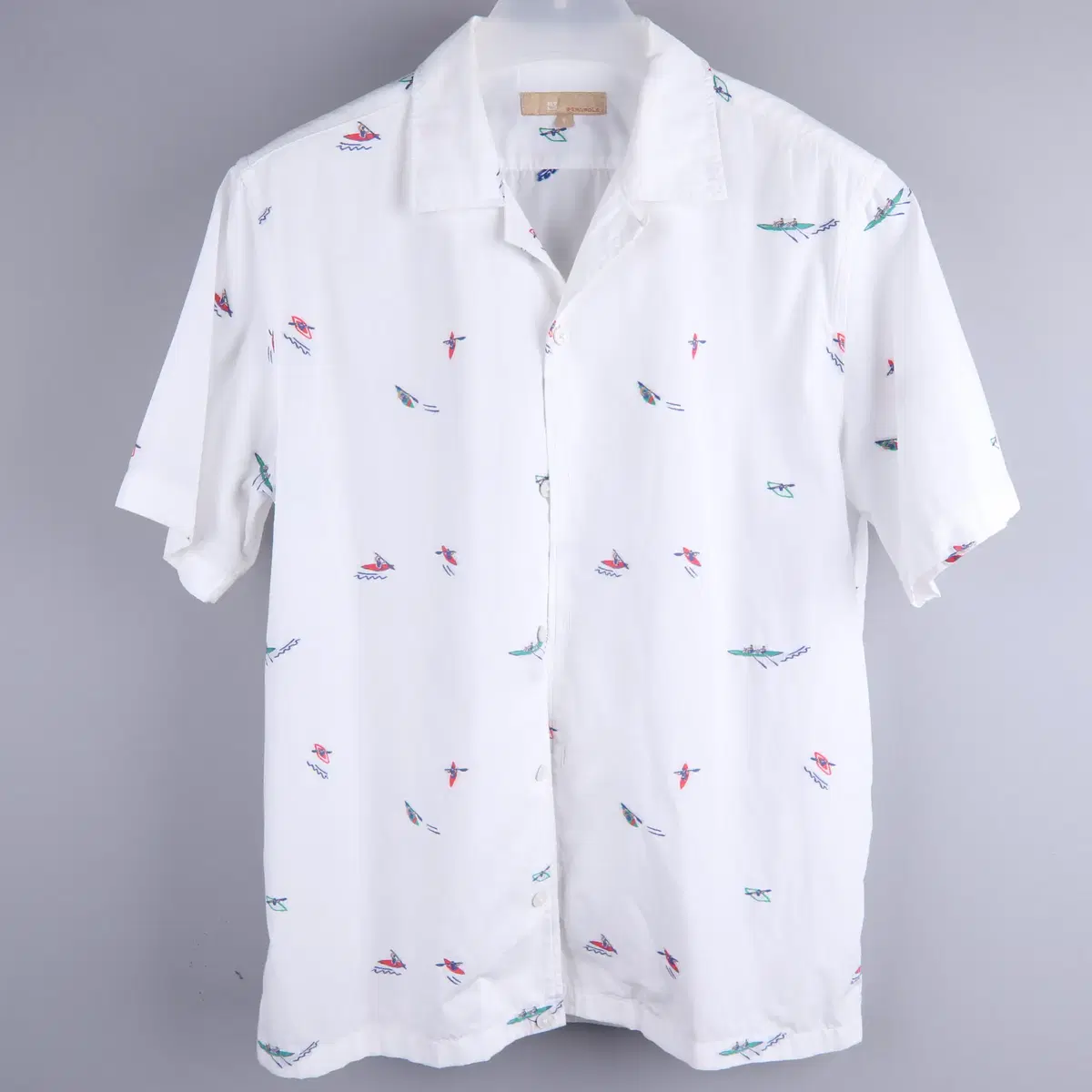 Beanpole White Rowing Embroidered All-Over Short Sleeve Shirt (S)