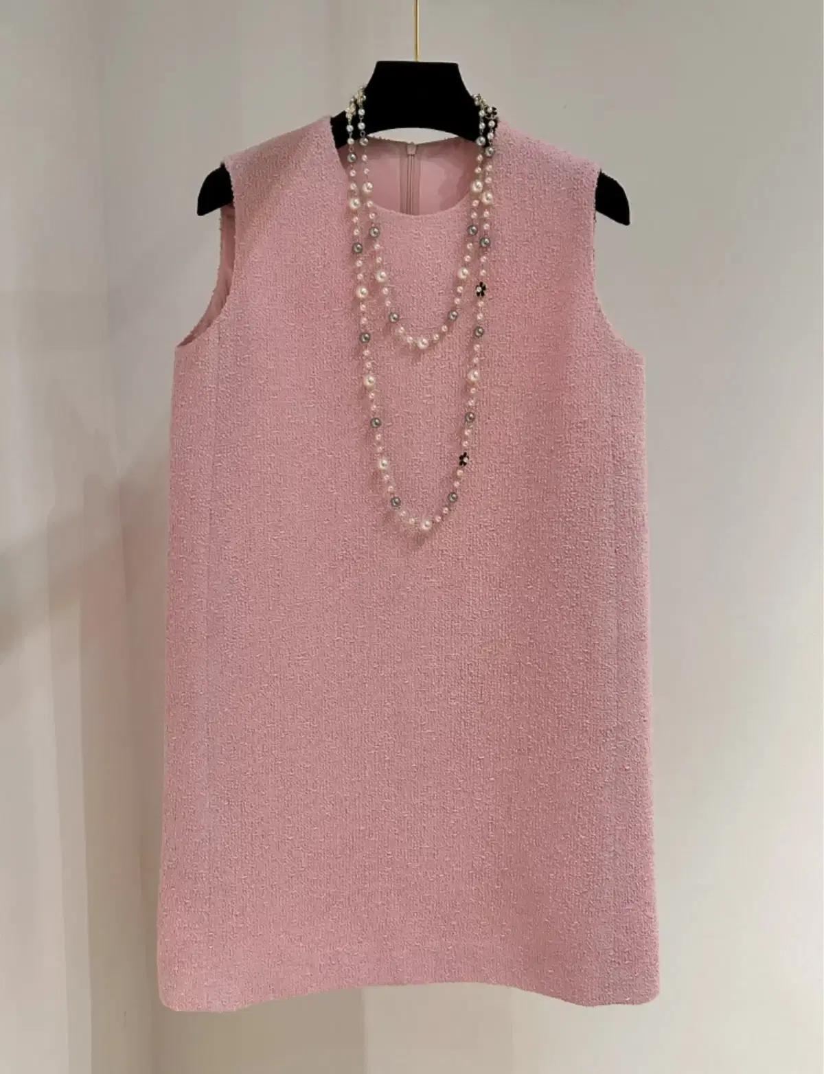 Pink tweed ONEPIECE sleeveless New Imported Clothing