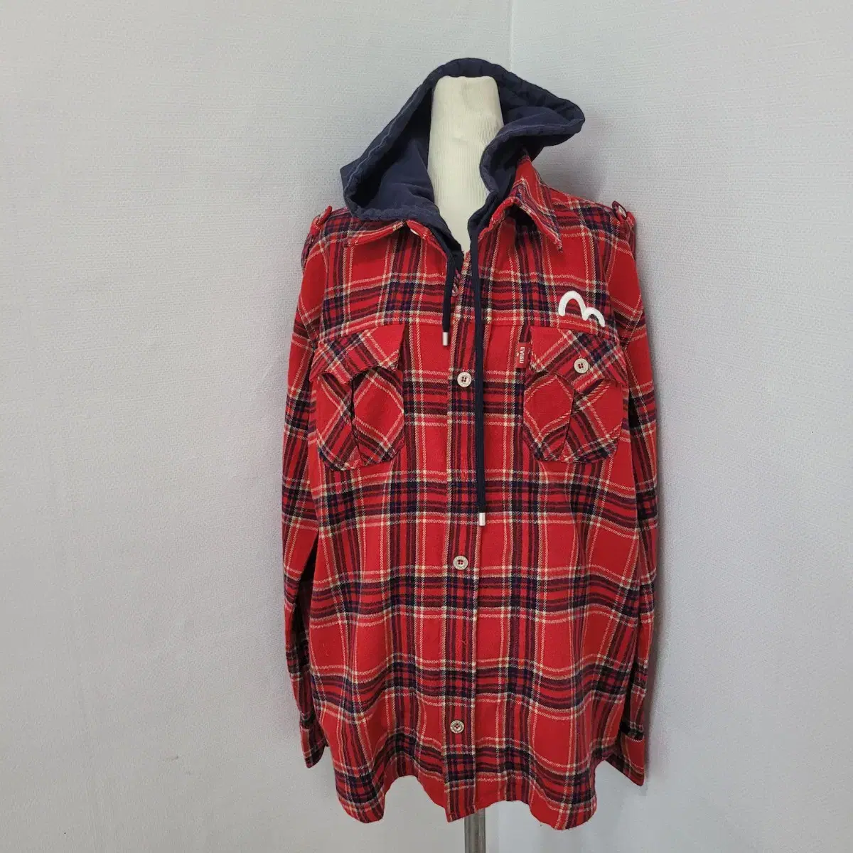 Ebisu Dragon Print Check Jacket L