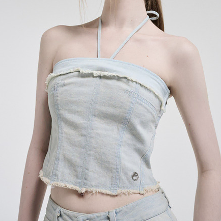 에트몽 데님 탑 etmon denim strap top