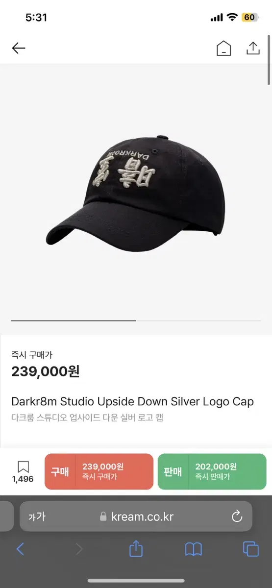 Darkroom Hat Upside Down Silver Single Item