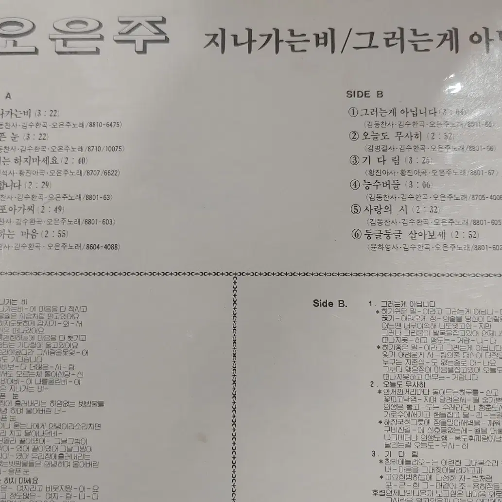 오은주 지나가는비 LP 미개봉