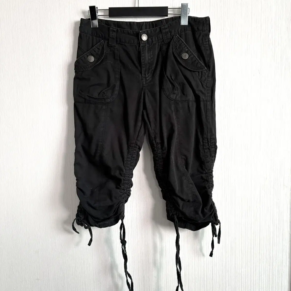 Shirring cotton half pants