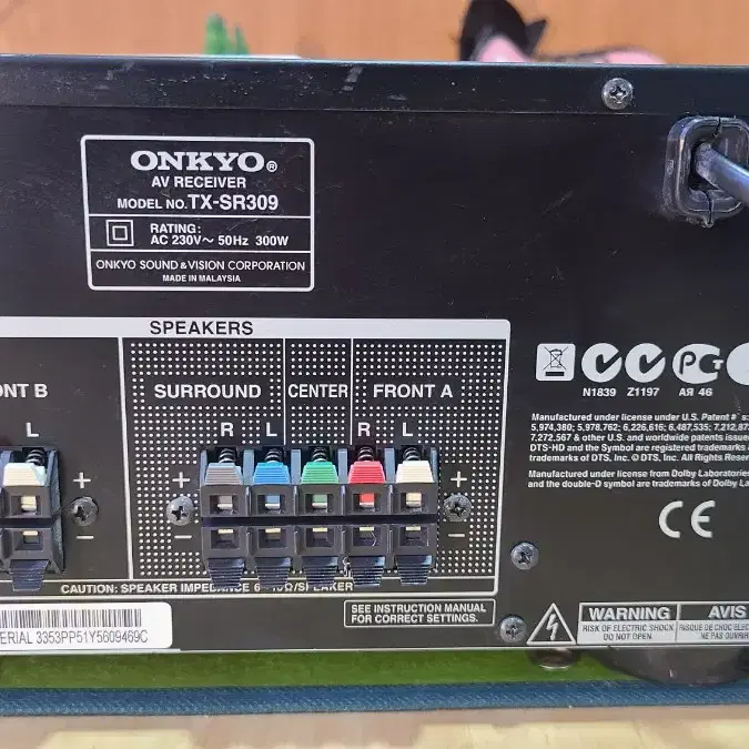 ONKYO TX-SR309 RECEIVER