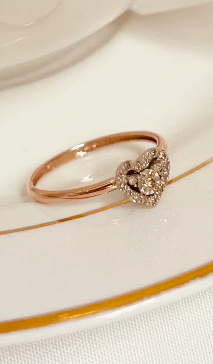 14K 18K Ring Lovely Heart CognacSVHighest Dia Popular Ring~!!!