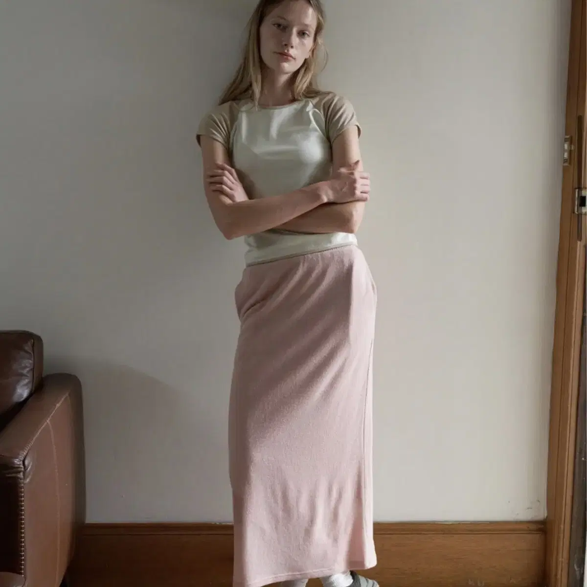 페스토 KNIT LONG SKIRT PEACH