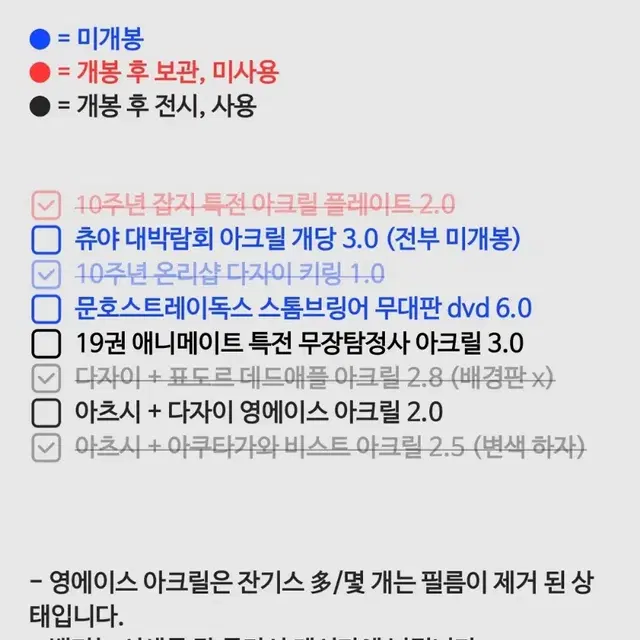 문호스트레이독스 영에이스 대박람회 아크릴 뱃지 처분