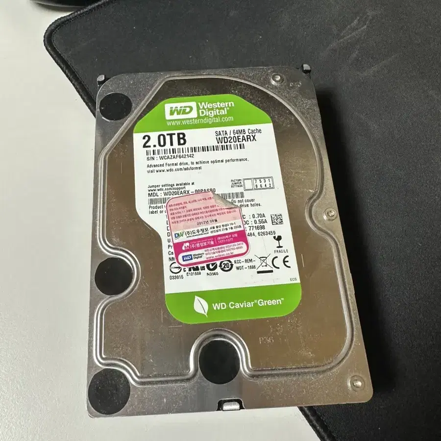 WD Green HDD 2TB 하드디스크