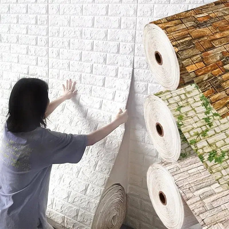 벽돌 패턴 방수 패널 벽지 70x100cm (3장) 침실 주방