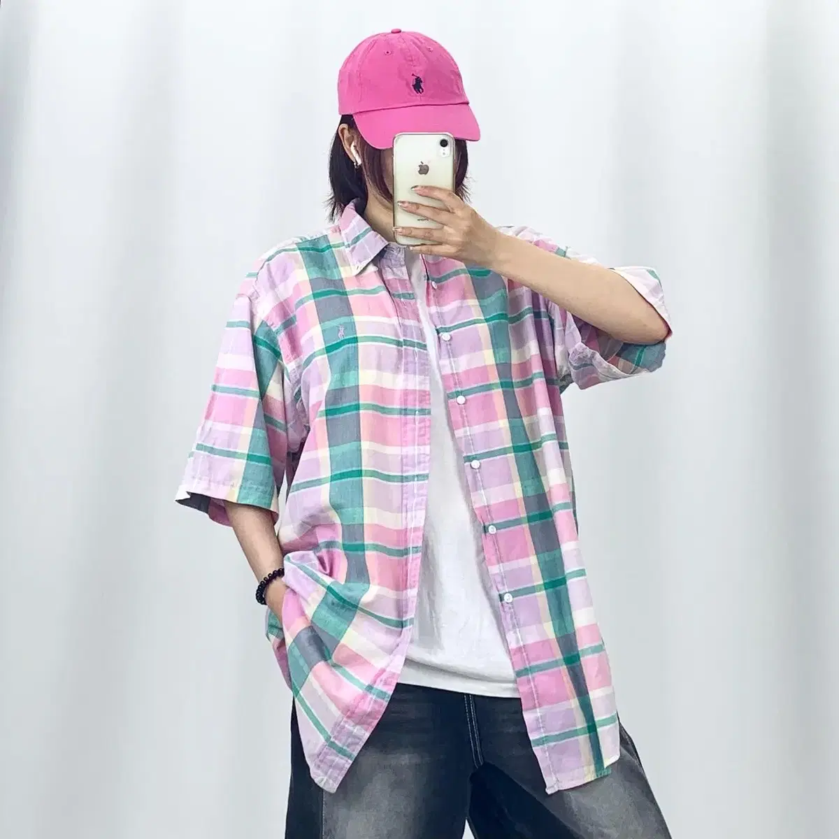 [2XL]Polo Vintage Pink Bic Check Short Sleeve Shirt CH5150