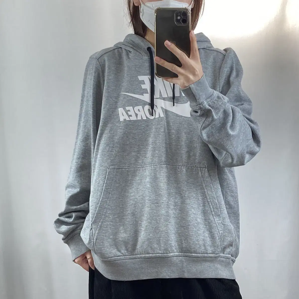 Nike Korea Gray Fleece Hoodie L .240604