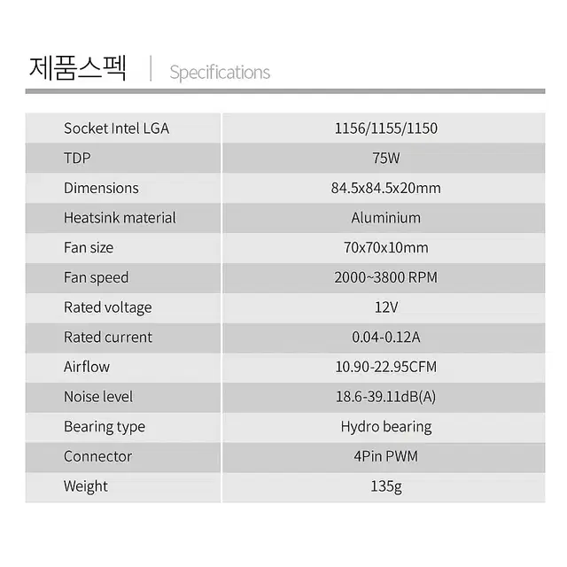 VIPERTECH LP쿨러 75S-20 CPU쿨러 (115x/1200)