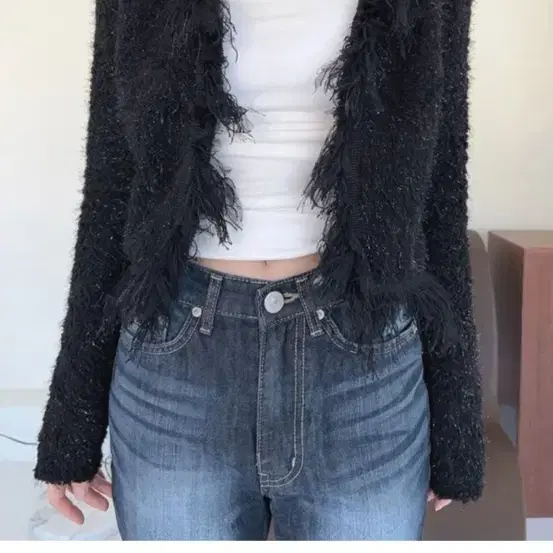 옵텐소 디핀 프린지 가디건(deepin fringe cardigan)