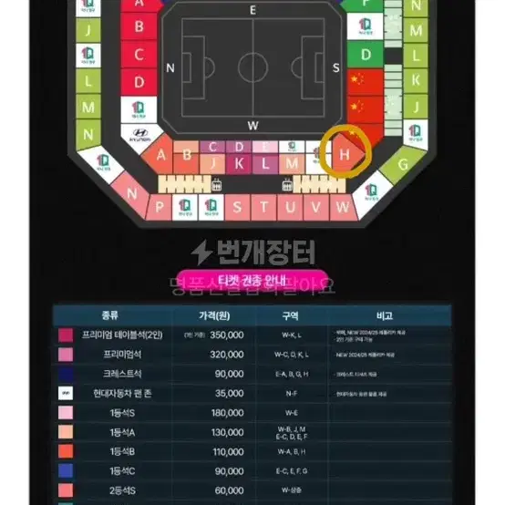 대한민국 중국 a매치 예선 1등석