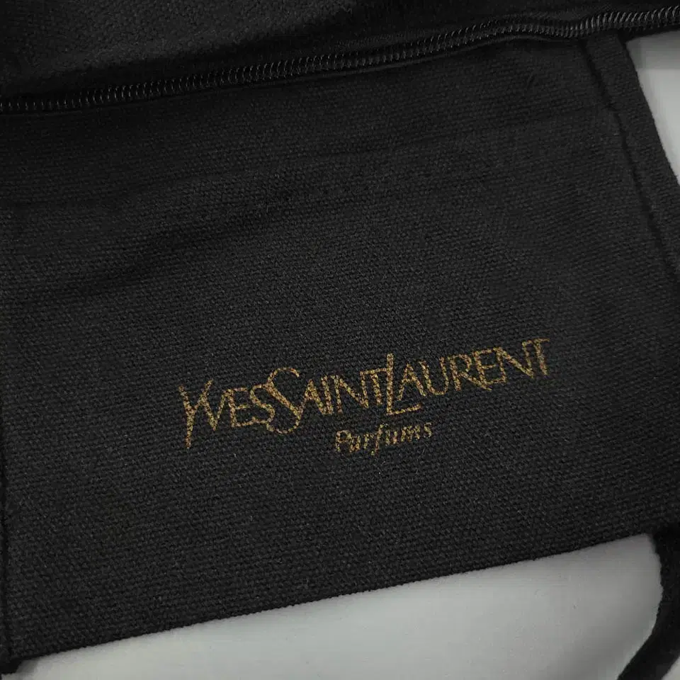 YSL 입생로랑 퍼퓸 블랙 골드 자수로고 헤비코튼 캔버스 핸드백 토트백