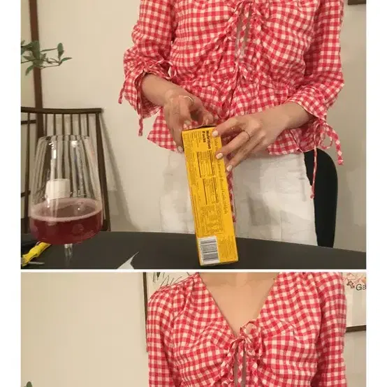 매니매니모드 bol well check blouse red 팝니다