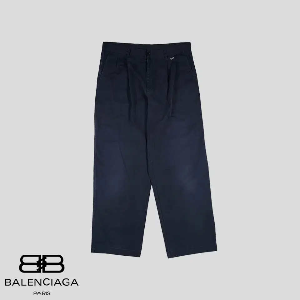 Balenciaga 00s Pigmented navy cotton100 BB logo wide-fit two-tuck cotton bars