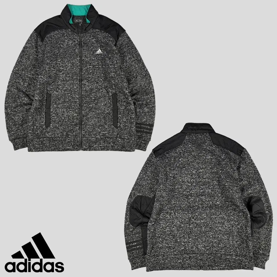 Adidas Charcoal Deep Gray Boccasi Knitted Arm Patch Three-Wire Brushed Fleece Furry Dots