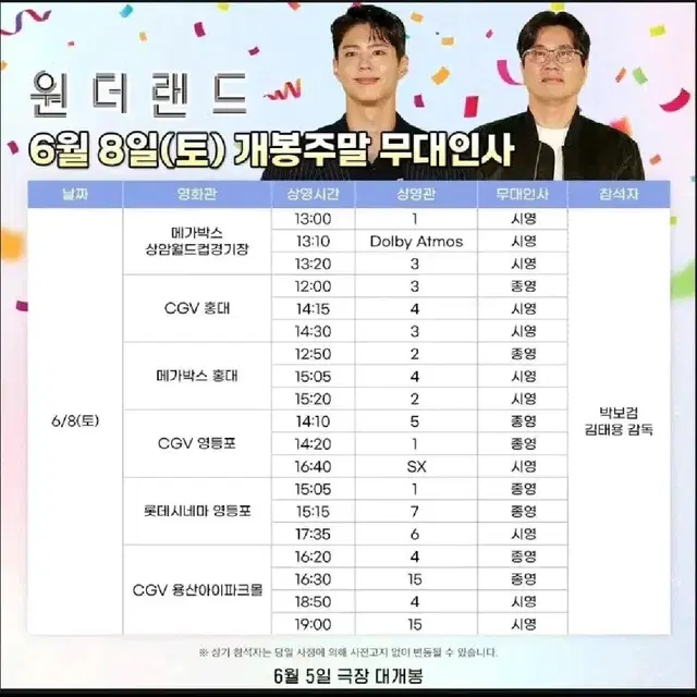 6/8 원더랜드 무대인사 2연석 박보검