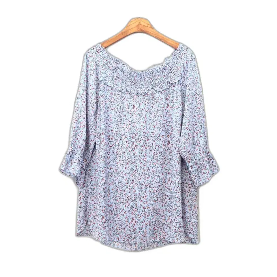 Givenchy Flower Pattern Shirring Neck Blouse (95)