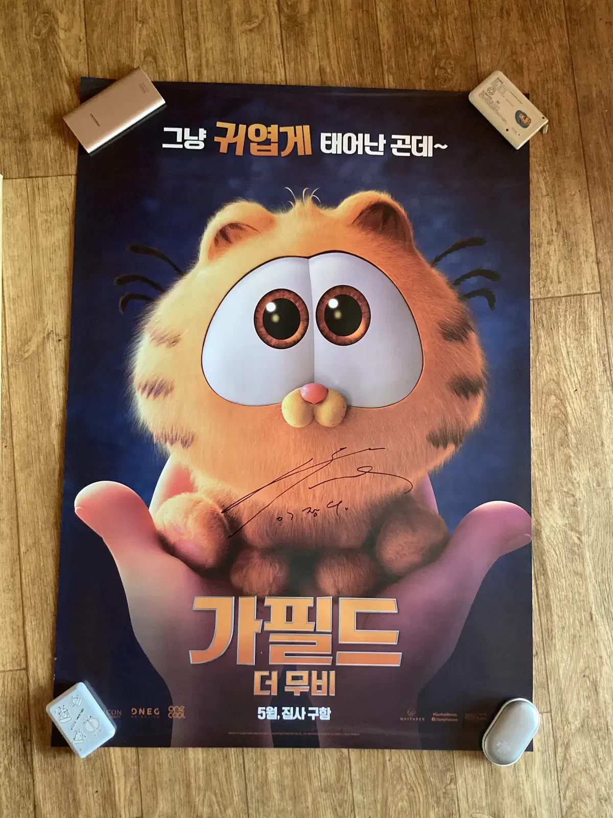 Garfield the Movie Autographed by Lee Jang Woo sign Large Poster