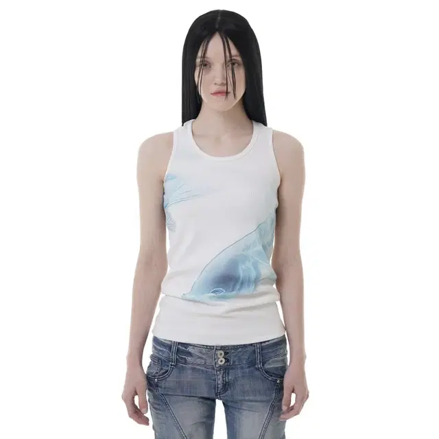 구해요) ruru clear fish sleeveless white