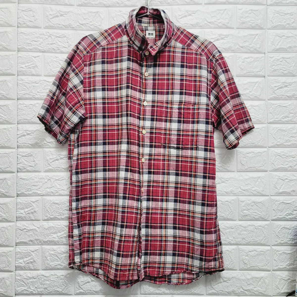 L-(UNICLO)Uniqlo check short sleeve shirt 53*78