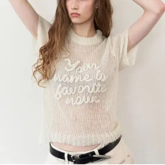 락케이크 Seethrough Embroidery Knit - Ivory