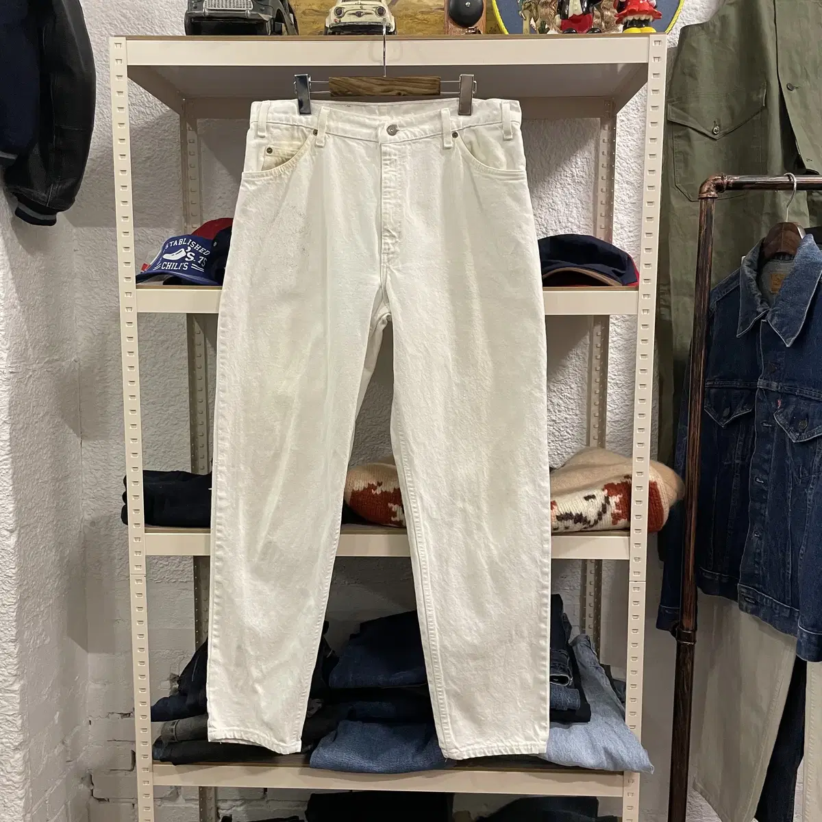 90s USA Vintage Levi's 550 Cream Jin Denim Pants Jeans Silver Tabs