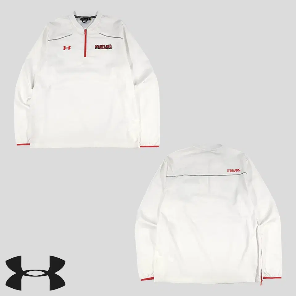 Under Armour Cold Gear White Red Lined Embroidered Maryland Terrapins Loose Fit