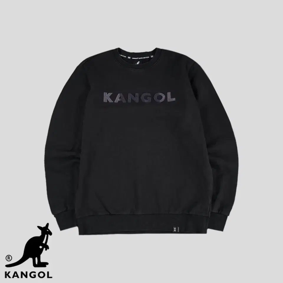 Kangol Pigment Black Grey Spelling Buklogo 100% Cotton Sweatshirt