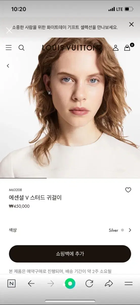 에센셜 v스터드 귀걸이