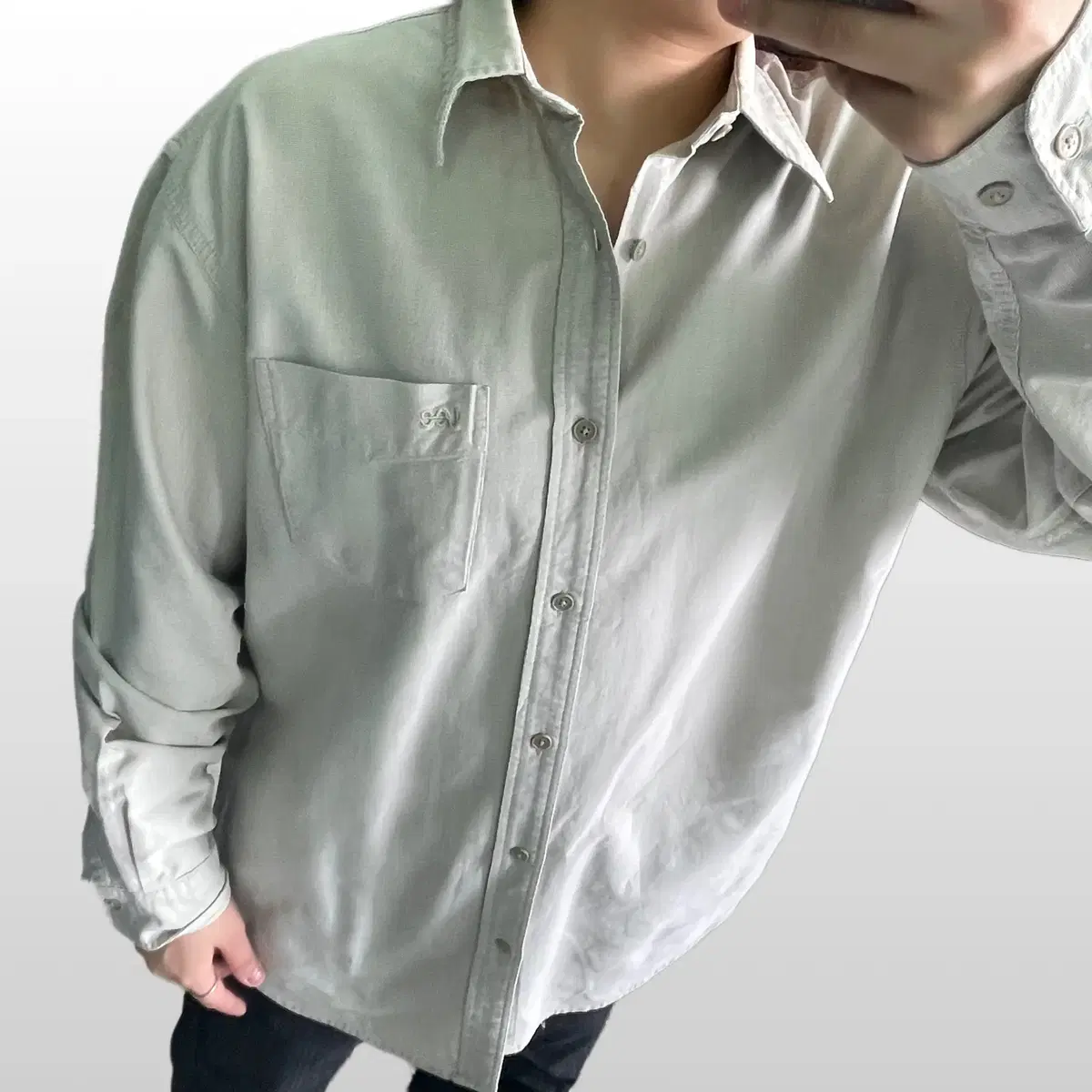 105 Lee Lee Pastel Gray One-Pocket Workshirt