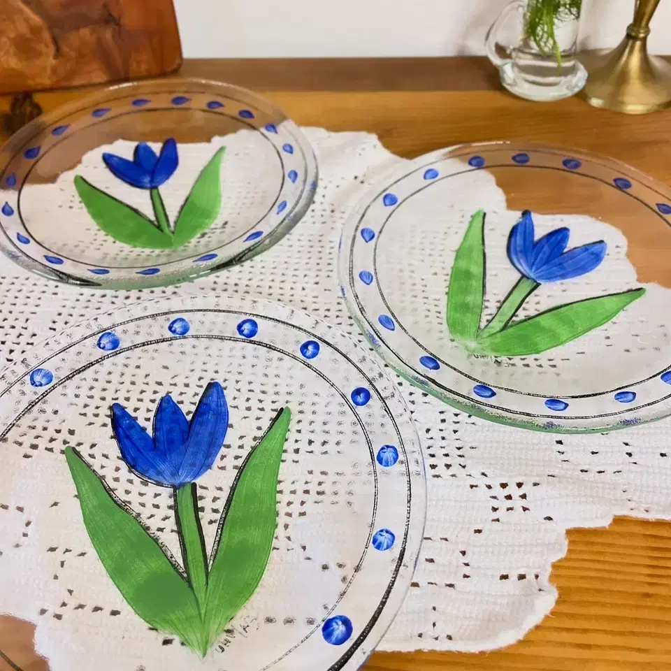 Vintage KOSTA BODA Blue Tulip Salad Plat