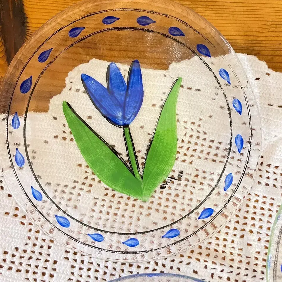 Vintage KOSTA BODA Blue Tulip Salad Plat