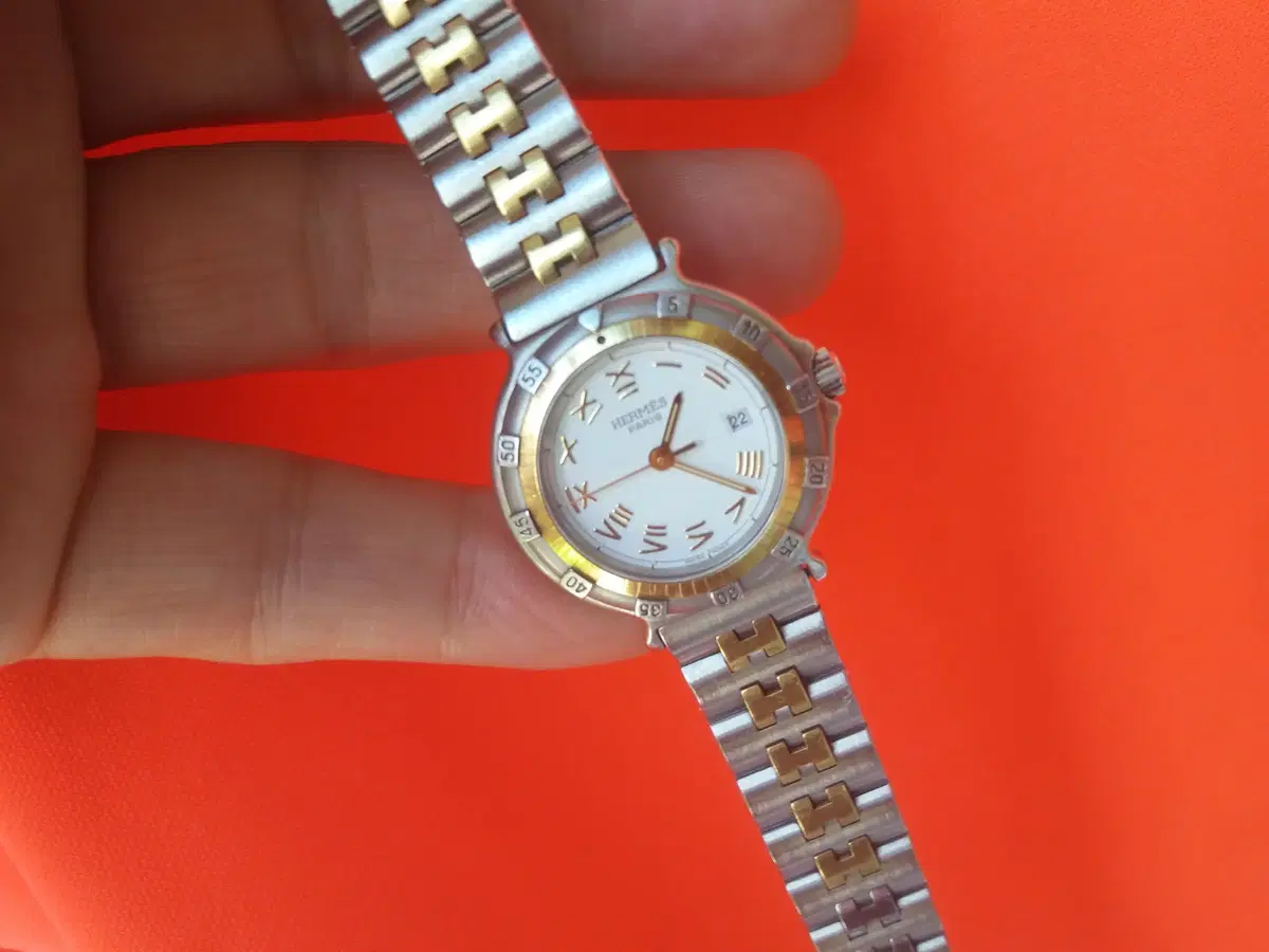 정품-에르메스-HERMES-18k 골드-회전베젤-여성용 명품 시계-A급