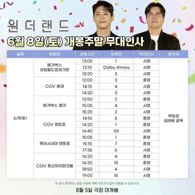 6/8 원더랜드 무대인사 2연석 박보검