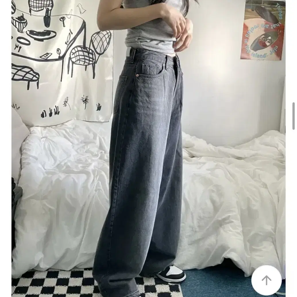 오피엠 opm wide denim pants 페이드 워싱 와이드 팬츠