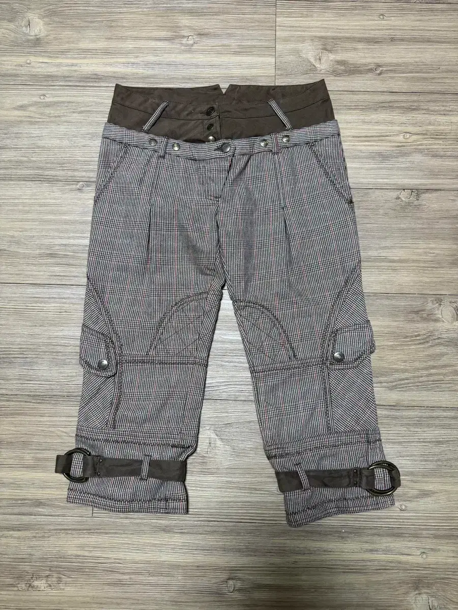 Just Cavalli Houndstooth Layered Belted Capri Pants Bondage