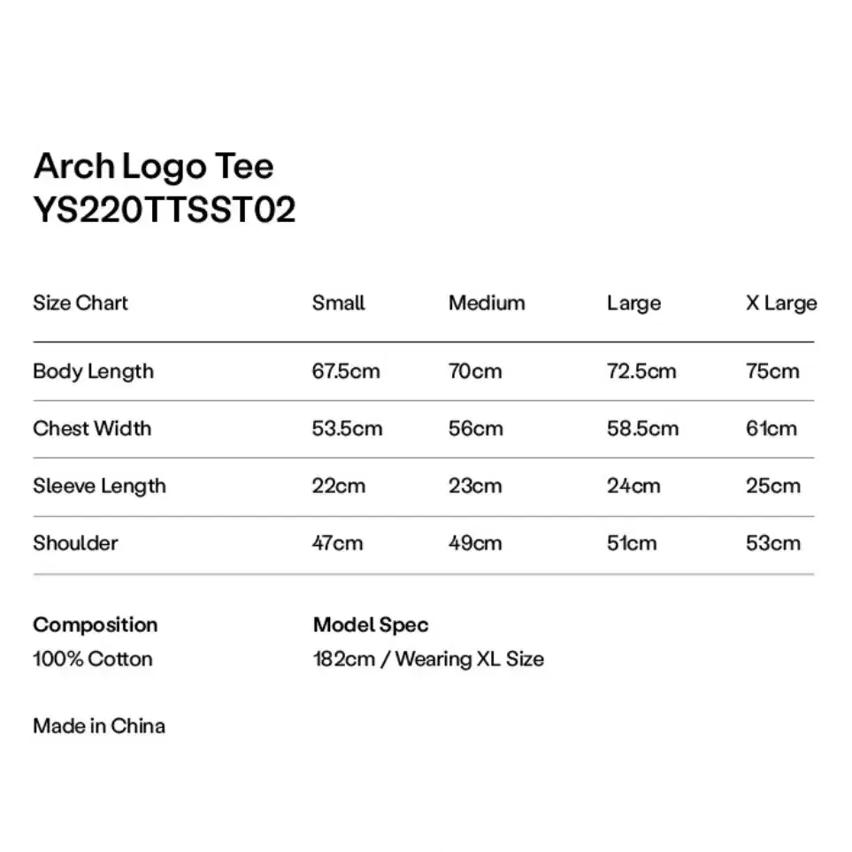 예스아이씨 Arch Logo Tee White M 아치 로고 반팔 티