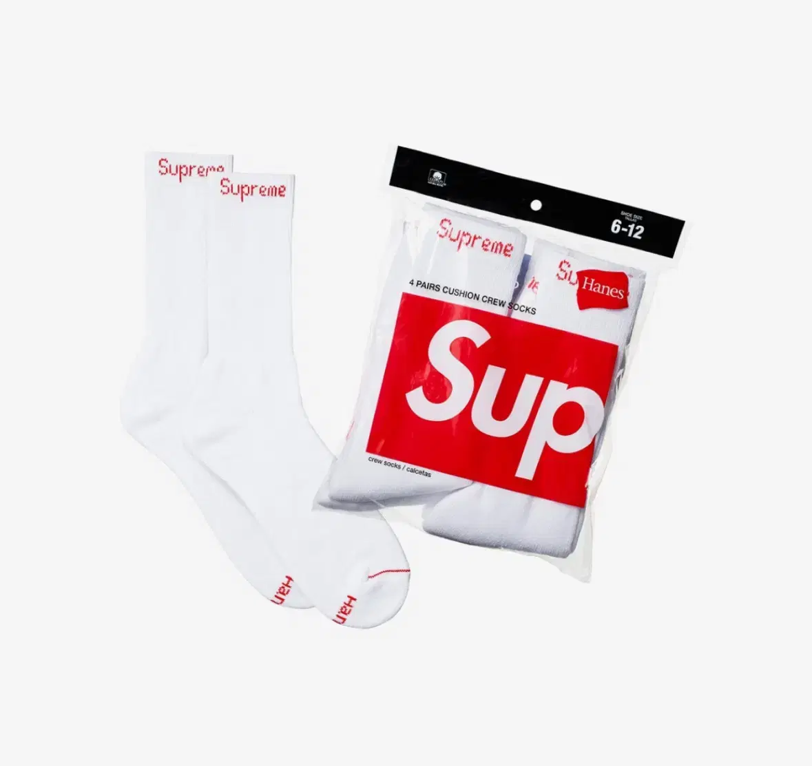 Supreme 슈프림 헤인즈 크루 삭스 화이트