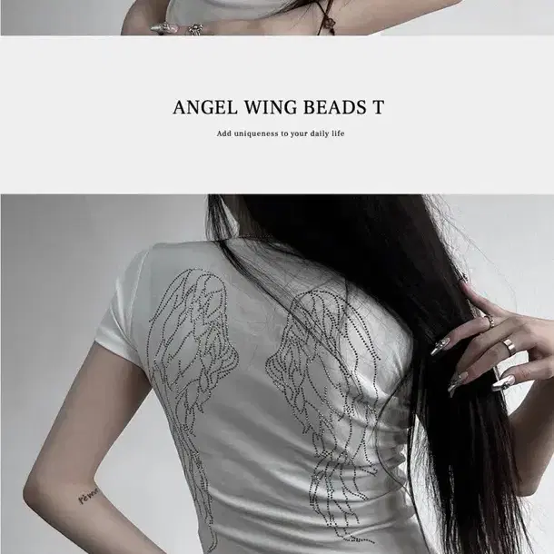 어반유니크 angel wing beads T 크롭티 새상품